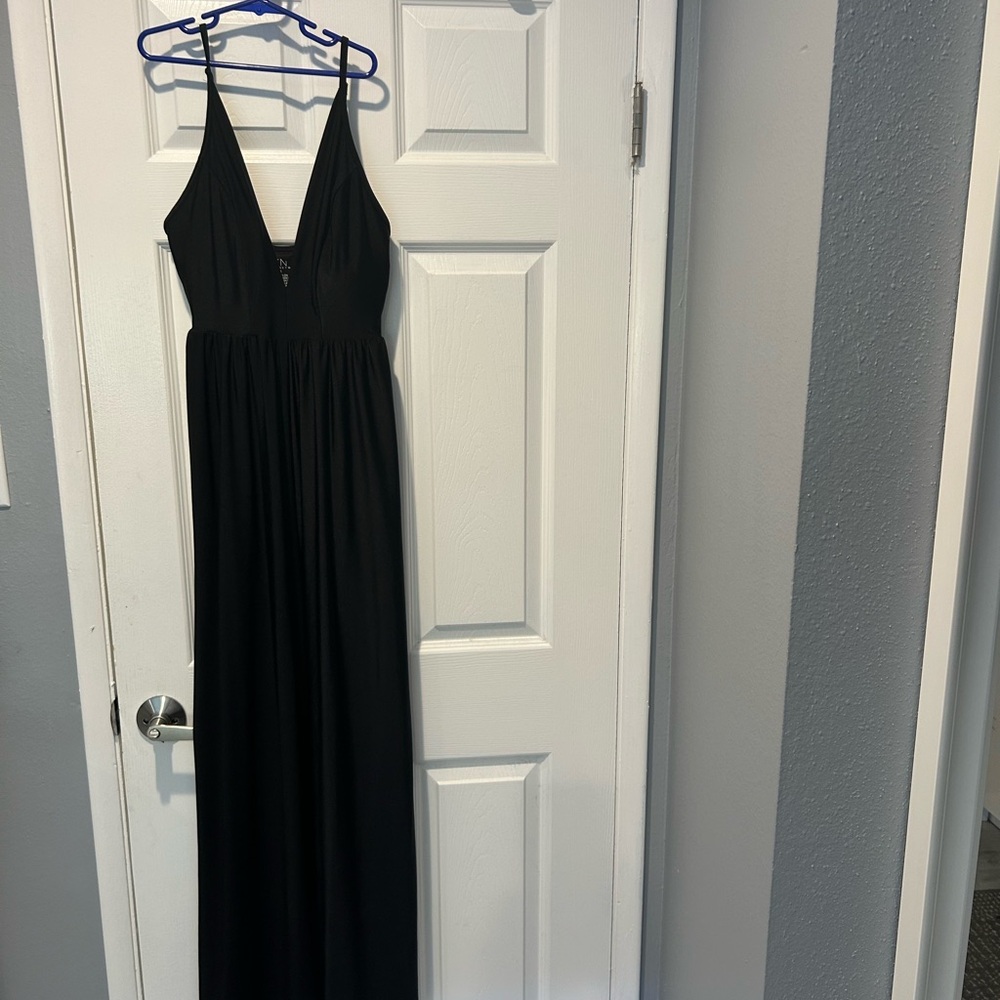 Klassy Network Black Deep V Maxi Jumpsuit